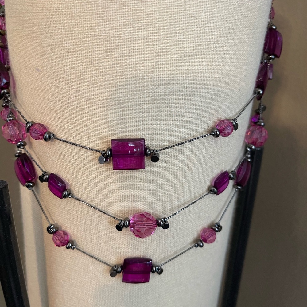 Macys/triple purple beaded necklace/layered style/ NWT